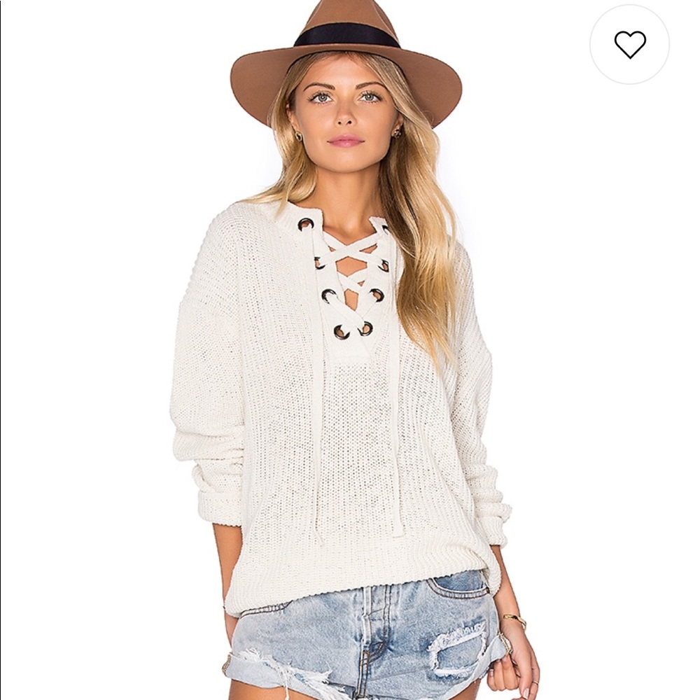 JOA Lace Up Sweater